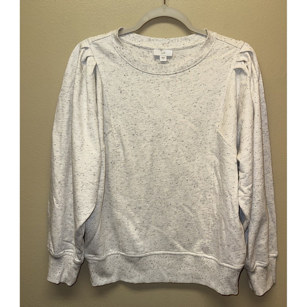 J. Jill Elevated Sweatshirt Gray Space Dye Pleats Seam Detail Pullover Small